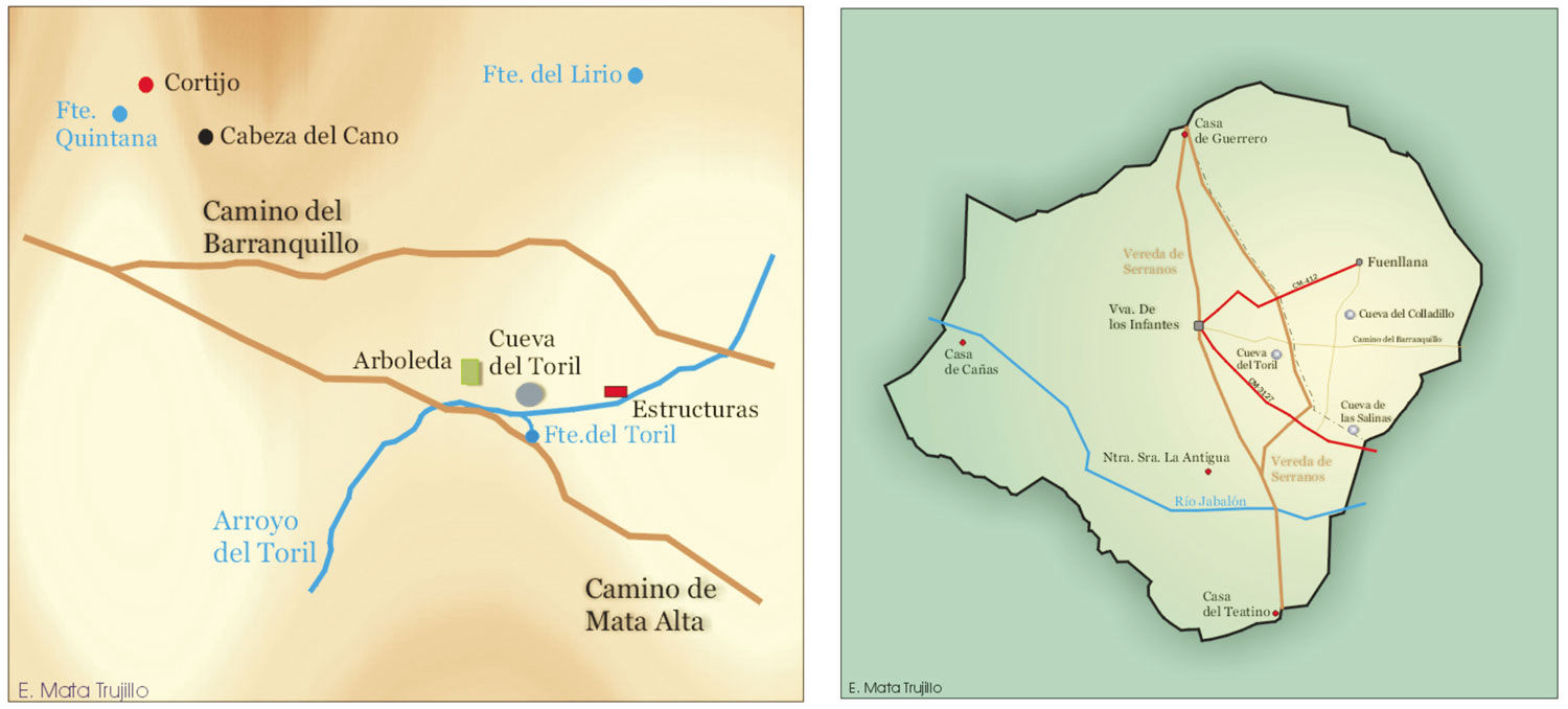 Ubicación y situación de las cuevas y la del Toril